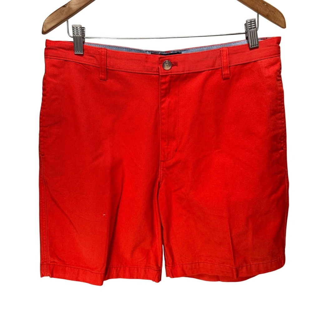 Chaps Shorts Mens 34 Orange Chino Classic Fit Cotton 8in Ins Preppy Beach